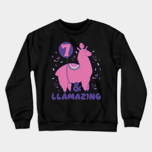 Llamazing 7th Birthday 7 Years Old Llama Girls Kids Gift graphic Crewneck Sweatshirt